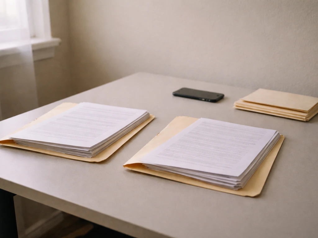 Minimal photo of two manila folders beside a smartphone and cash envelopes, symbolizing differing net-worth sources