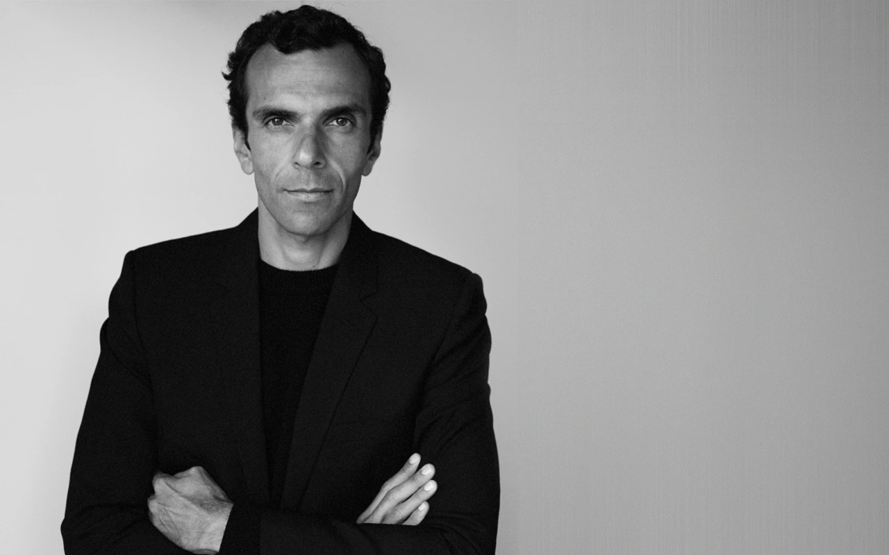 Black-and-white editorial portrait of Cédric Charbit