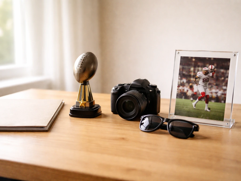 Four symbolic items on a desk represent base salary, bonuses, endorsements, and image rights.