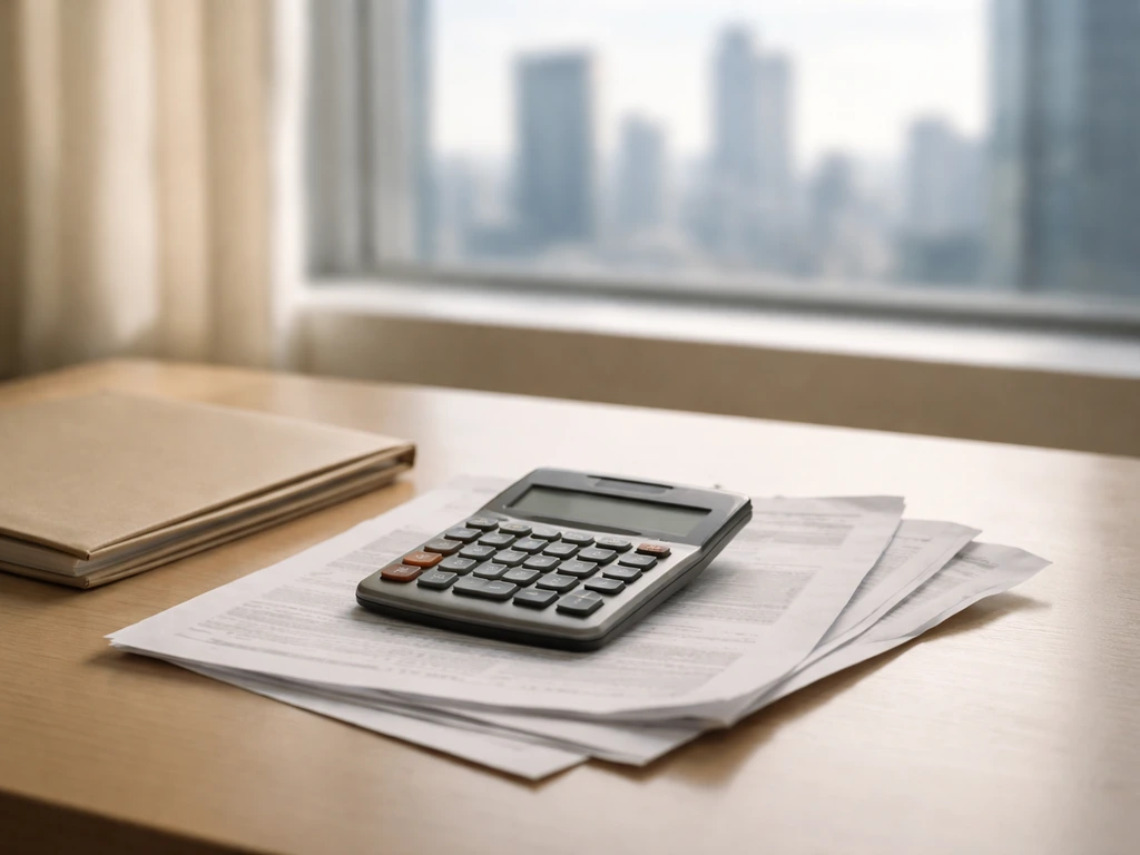 Minimal photo of a desk with scattered finance papers and a calculator, symbolizing differing net worth estimates.