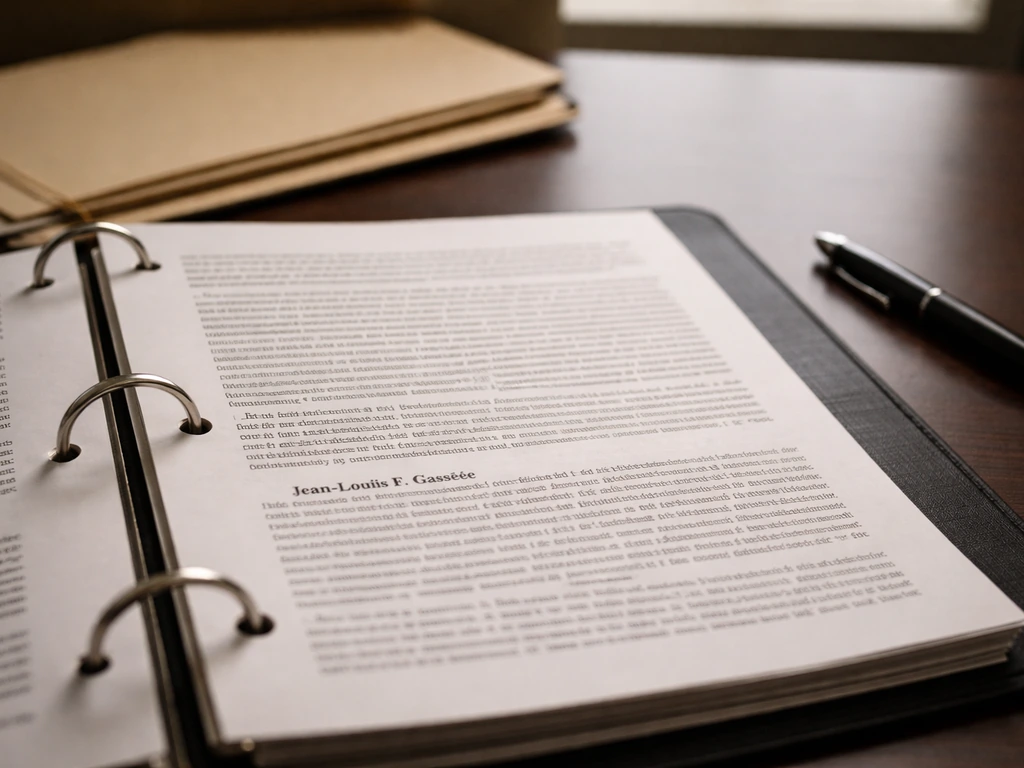 Close-up of an open SEC proxy document on a desk with the name “Jean-Louis F. Gassée” visible.