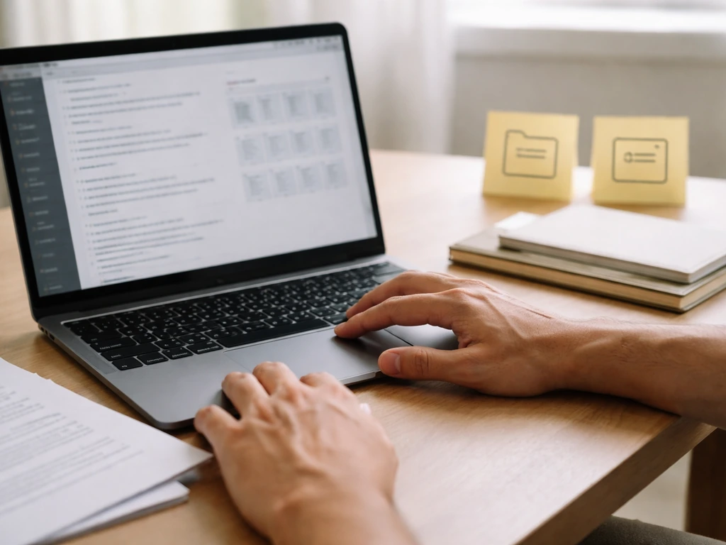 Hands on a laptop reviewing online sources and archived documents for a net-worth estimate