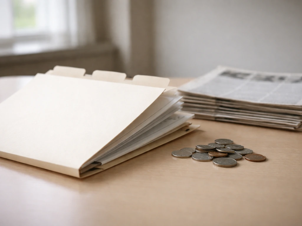 Vintage newspaper-style scene with a sealed contract folder and coins, symbolizing club salary reporting